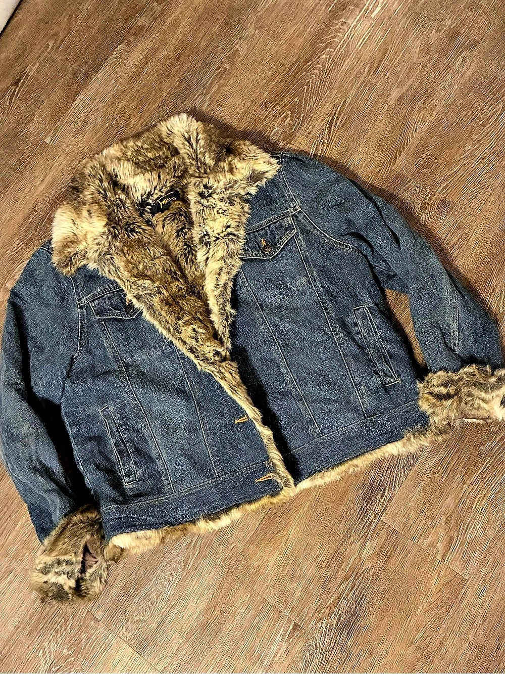 Vintage Y2K Fabio Denim Jacket Women’s XL Faux Fur Lined Western Trucker